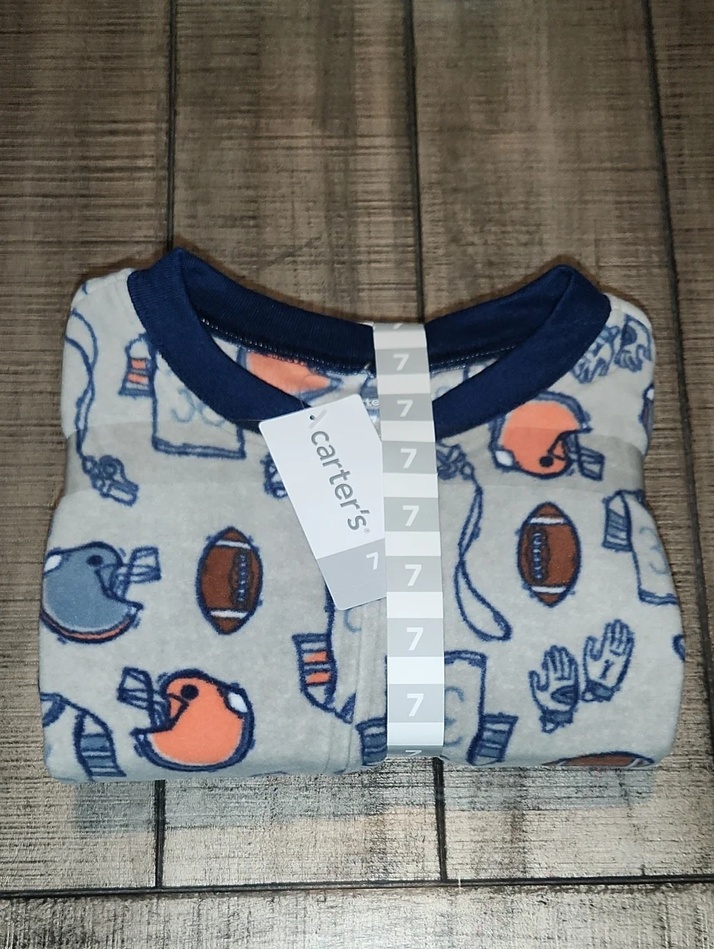 NWT Carter's Fleece Footed Pajamas with Football & Helmet Print